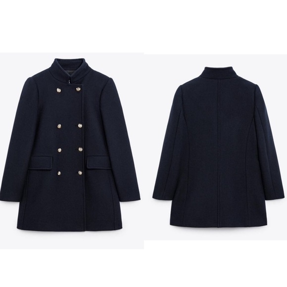 Zara Double Breasted Wool Blend Coat - Picture 6 of 14